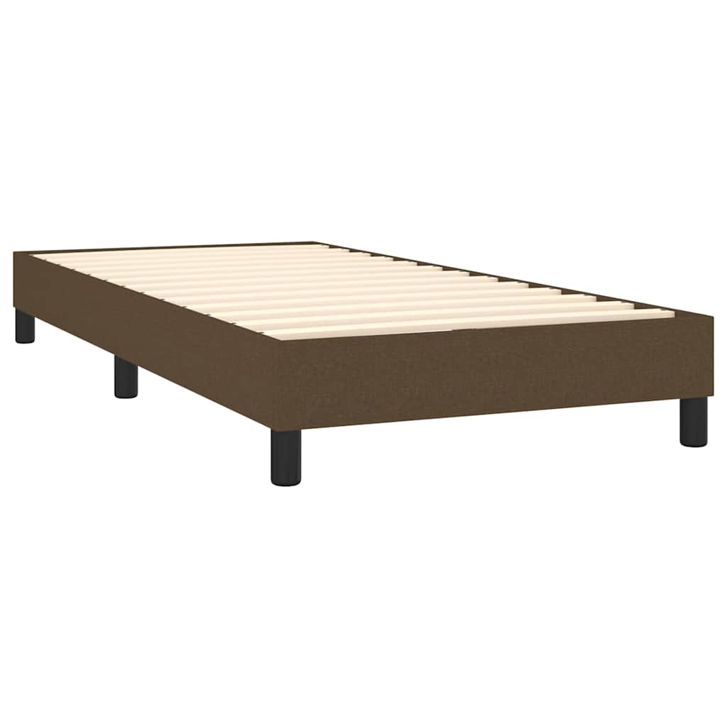 vidaXL Κρεβάτι Boxspring με Στρώμα & LED Σκ.Καφέ 90x200 εκ. Υφασμάτινο