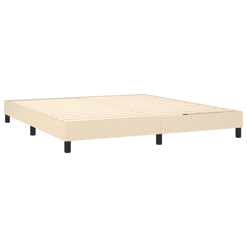 vidaXL Κρεβάτι Boxspring με Στρώμα & LED Κρεμ 160x200 εκ. Υφασμάτινο