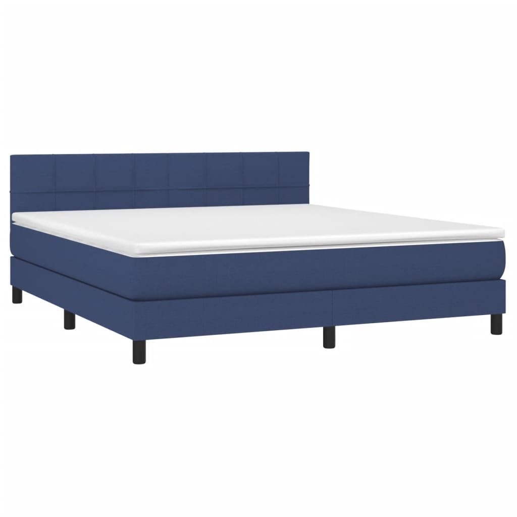 vidaXL Κρεβάτι Boxspring με Στρώμα & LED Μπλε 180x200 εκ. Υφασμάτινο
