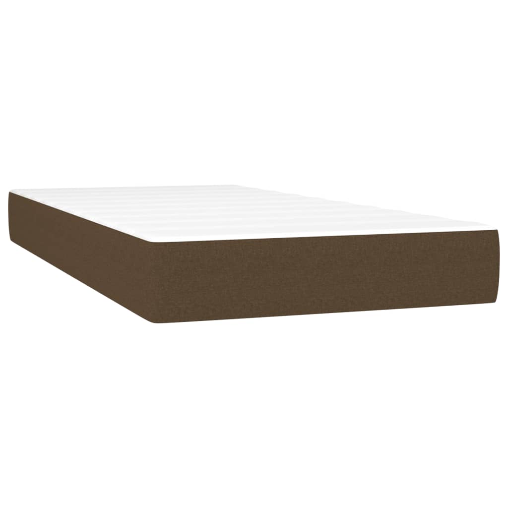 vidaXL Κρεβάτι Boxspring με Στρώμα & LED Σκ.Καφέ 90x200 εκ. Υφασμάτινο