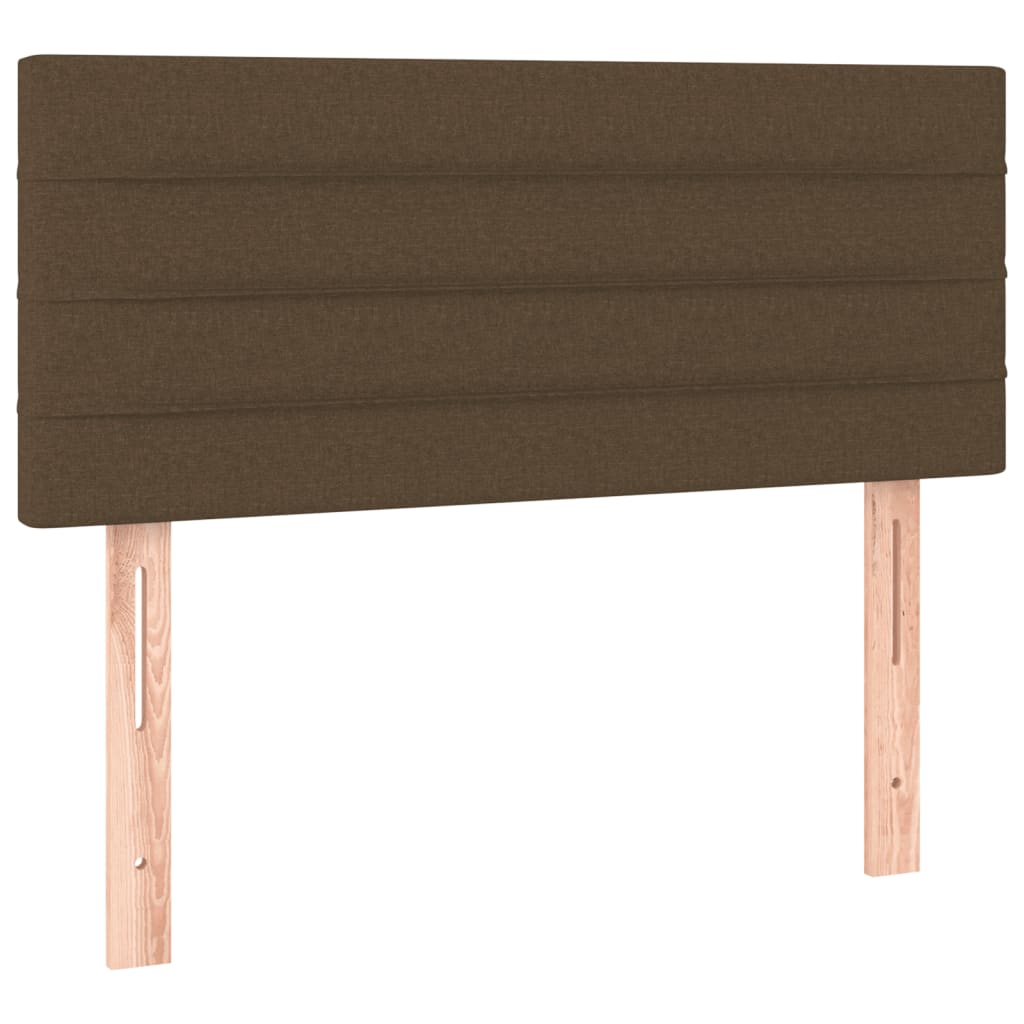 vidaXL Κρεβάτι Boxspring με Στρώμα & LED Σκ.Καφέ 90x200 εκ. Υφασμάτινο