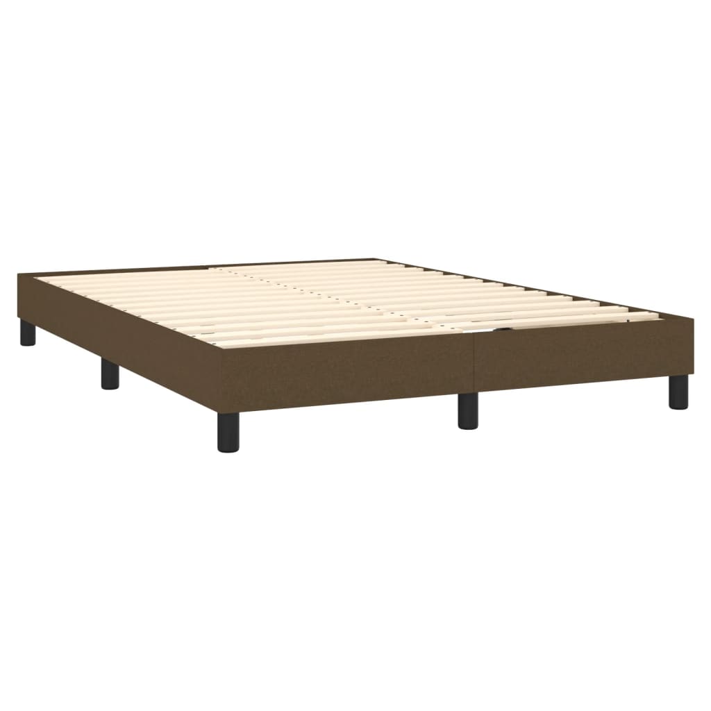 vidaXL Κρεβάτι Boxspring με Στρώμα & LED Σκ.Καφέ 140x200 εκ Υφασμάτινο