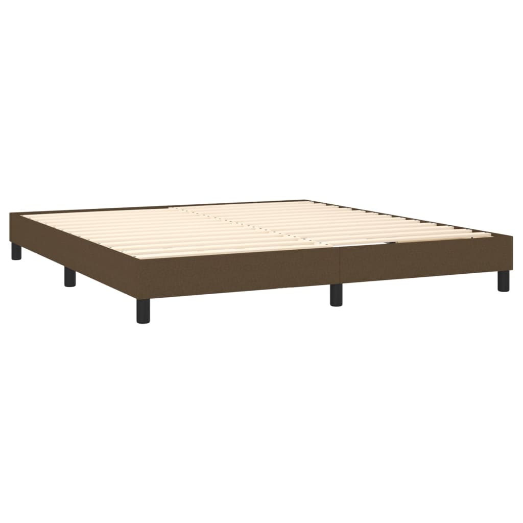 vidaXL Κρεβάτι Boxspring με Στρώμα & LED Σκ.Καφέ 180x200εκ. Υφασμάτινο