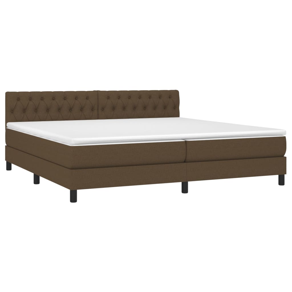 vidaXL Κρεβάτι Boxspring με Στρώμα & LED Σκ.Καφέ 200x200 εκ Υφασμάτινο