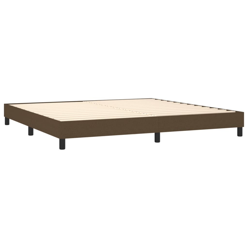 vidaXL Κρεβάτι Boxspring με Στρώμα & LED Σκ.Καφέ 200x200 εκ Υφασμάτινο