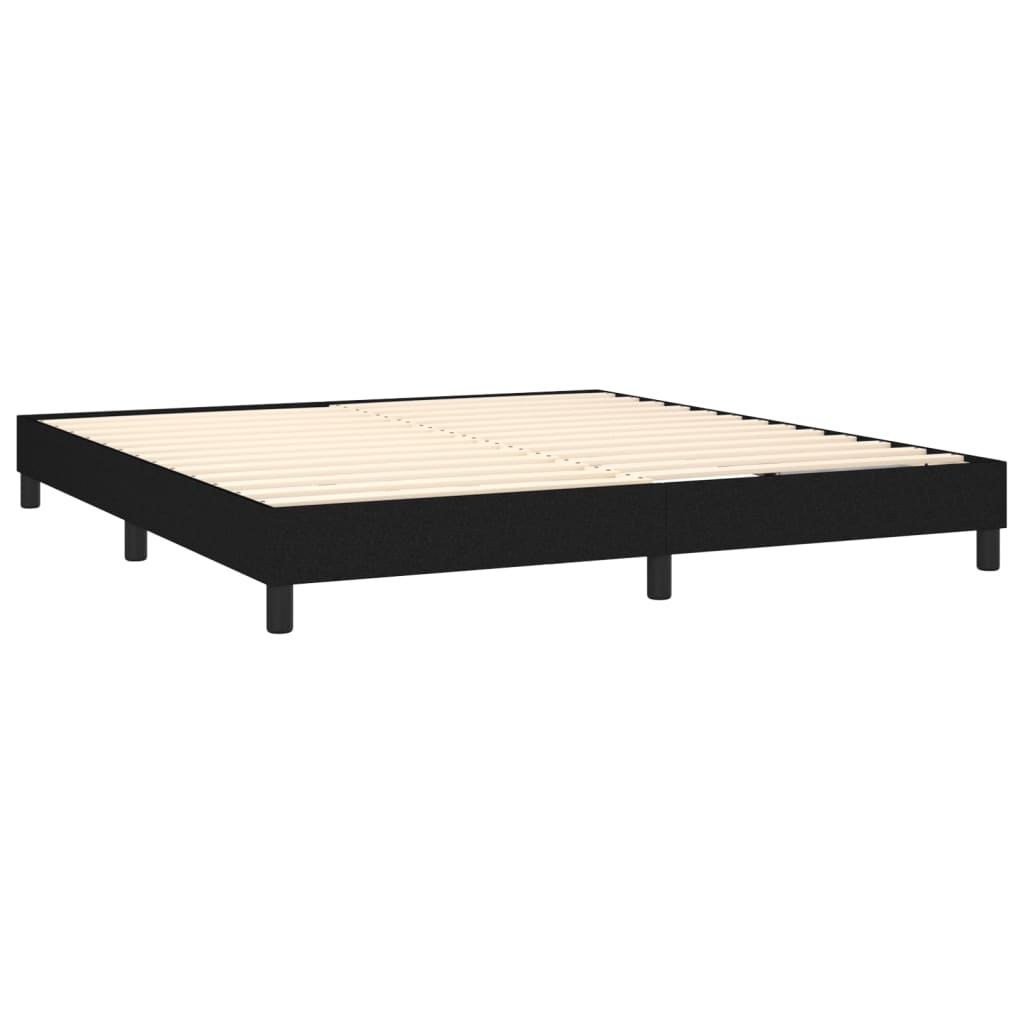 vidaXL Κρεβάτι Boxspring με Στρώμα & LED Μαύρο 180x200 εκ. Υφασμάτινο