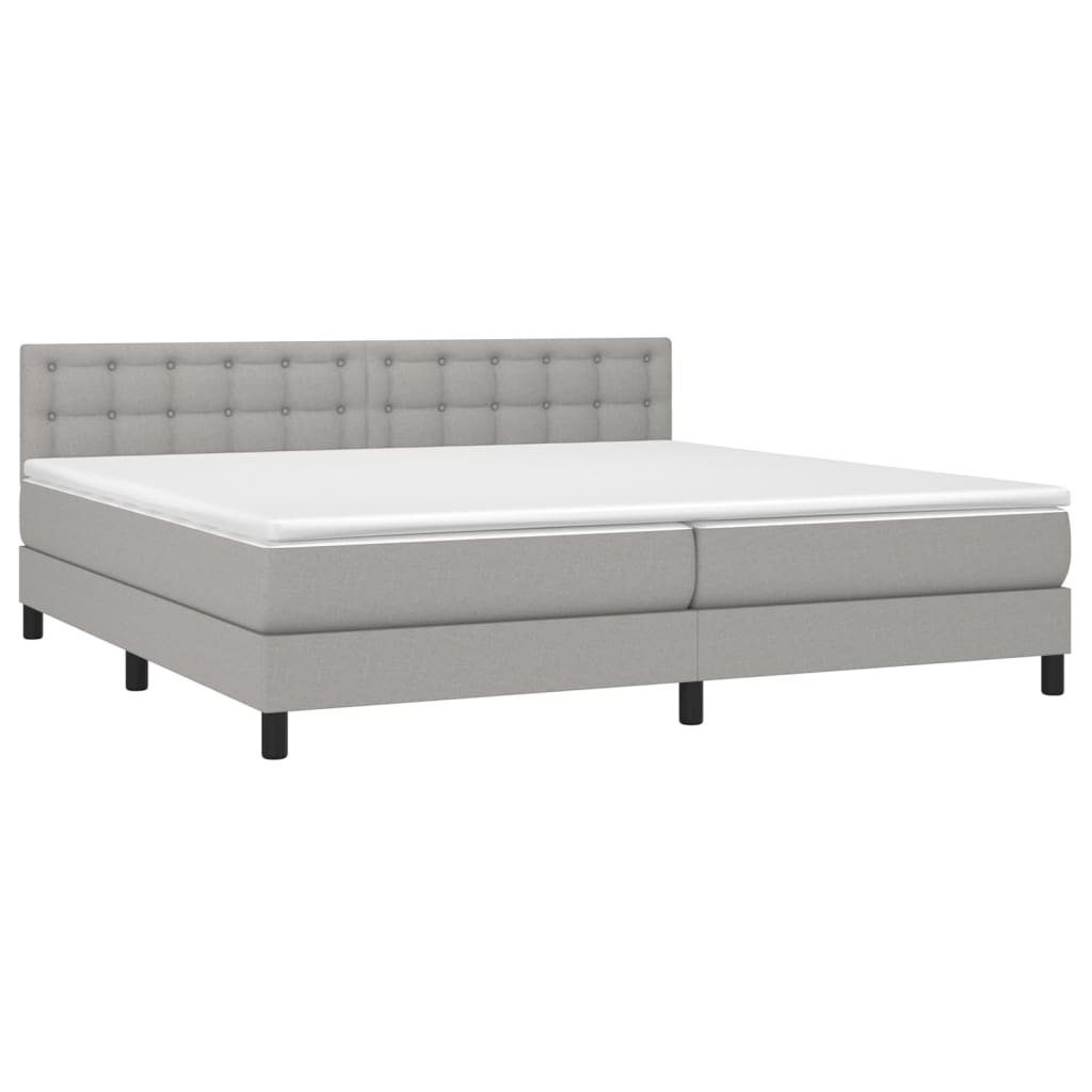 vidaXL Κρεβάτι Boxspring με Στρώμα & LED Αν.Γκρι 200x200εκ. Υφασμάτινο