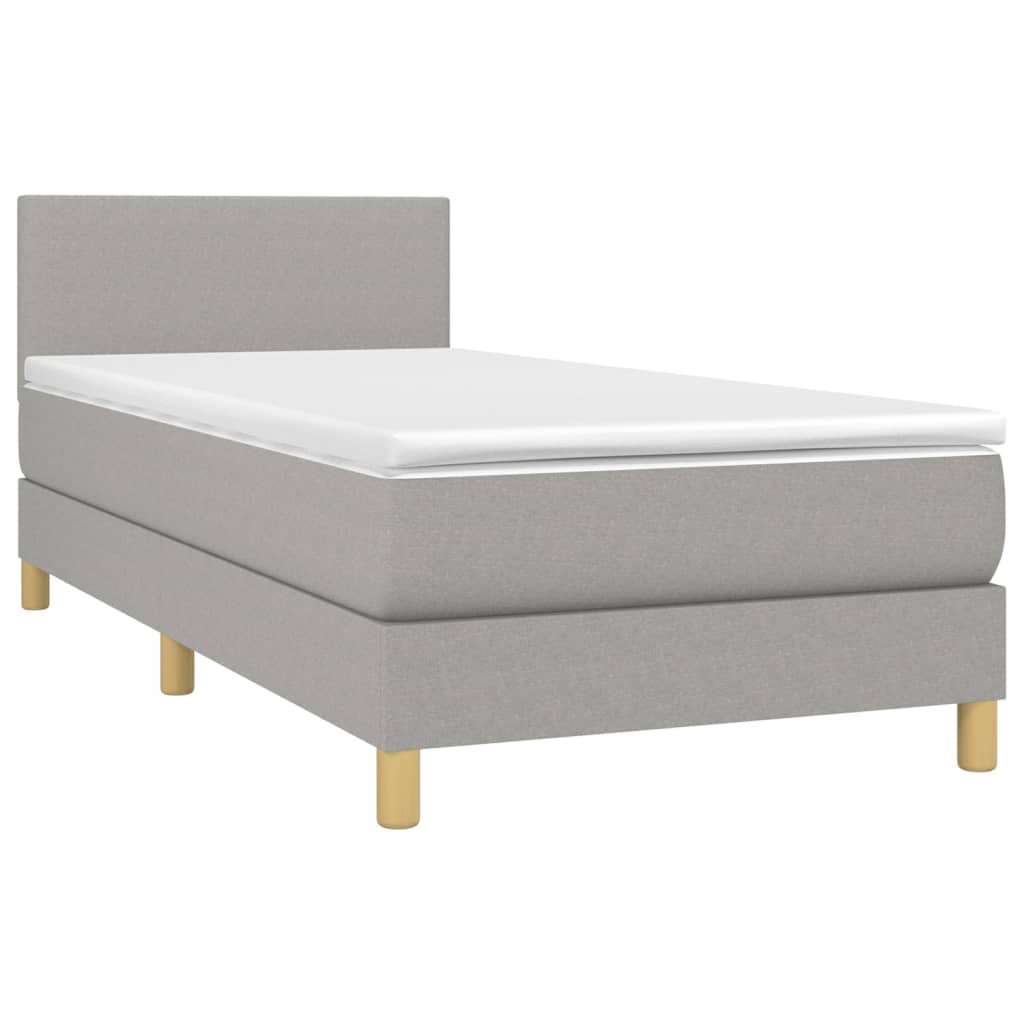 vidaXL Κρεβάτι Boxspring με Στρώμα & LED Αν.Γκρι 80x200 εκ. Υφασμάτινο