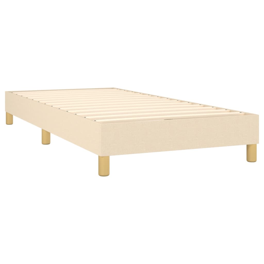 vidaXL Κρεβάτι Boxspring με Στρώμα & LED Κρεμ 90x200 εκ. Υφασμάτινο