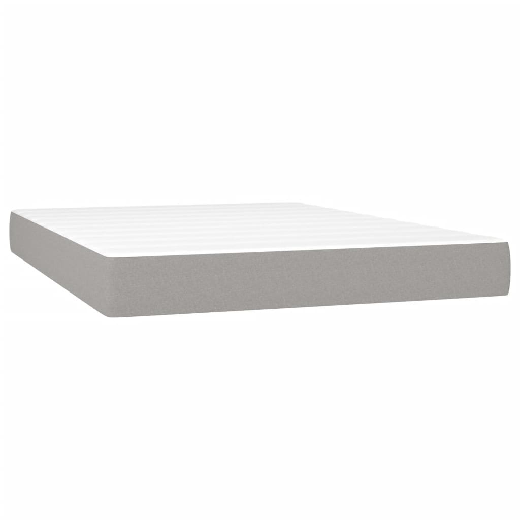 vidaXL Κρεβάτι Boxspring με Στρώμα & LED Αν.Γκρι 140x200 εκ Υφασμάτινο