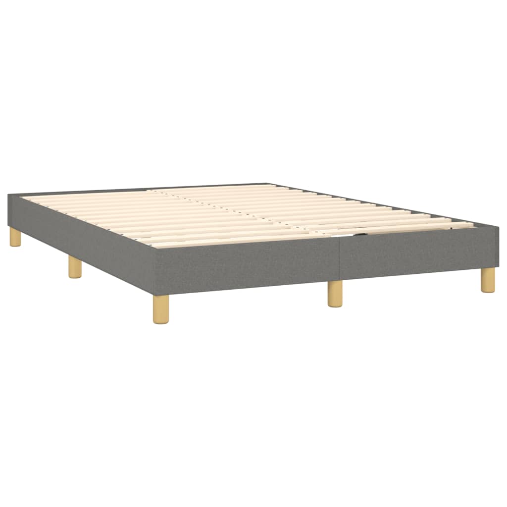 vidaXL Κρεβάτι Boxspring με Στρώμα & LED Σκ.Γκρι 140x200 εκ Υφασμάτινο