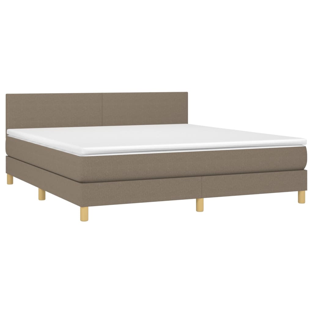 vidaXL Κρεβάτι Boxspring με Στρώμα & LED Taupe 160x200 εκ. Υφασμάτινο