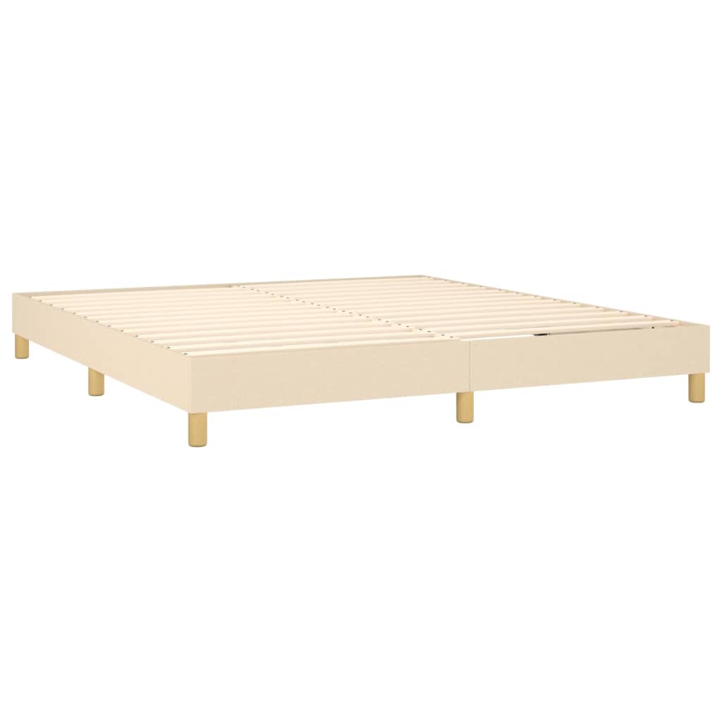 vidaXL Κρεβάτι Boxspring με Στρώμα & LED Κρεμ 160x200 εκ. Υφασμάτινο