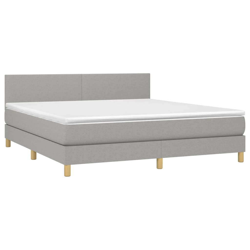 vidaXL Κρεβάτι Boxspring με Στρώμα & LED Αν.Γκρι 180x200 εκ Υφασμάτινο