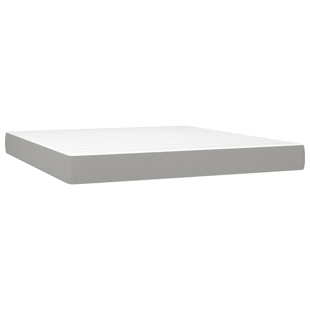 vidaXL Κρεβάτι Boxspring με Στρώμα & LED Αν.Γκρι 180x200 εκ Υφασμάτινο