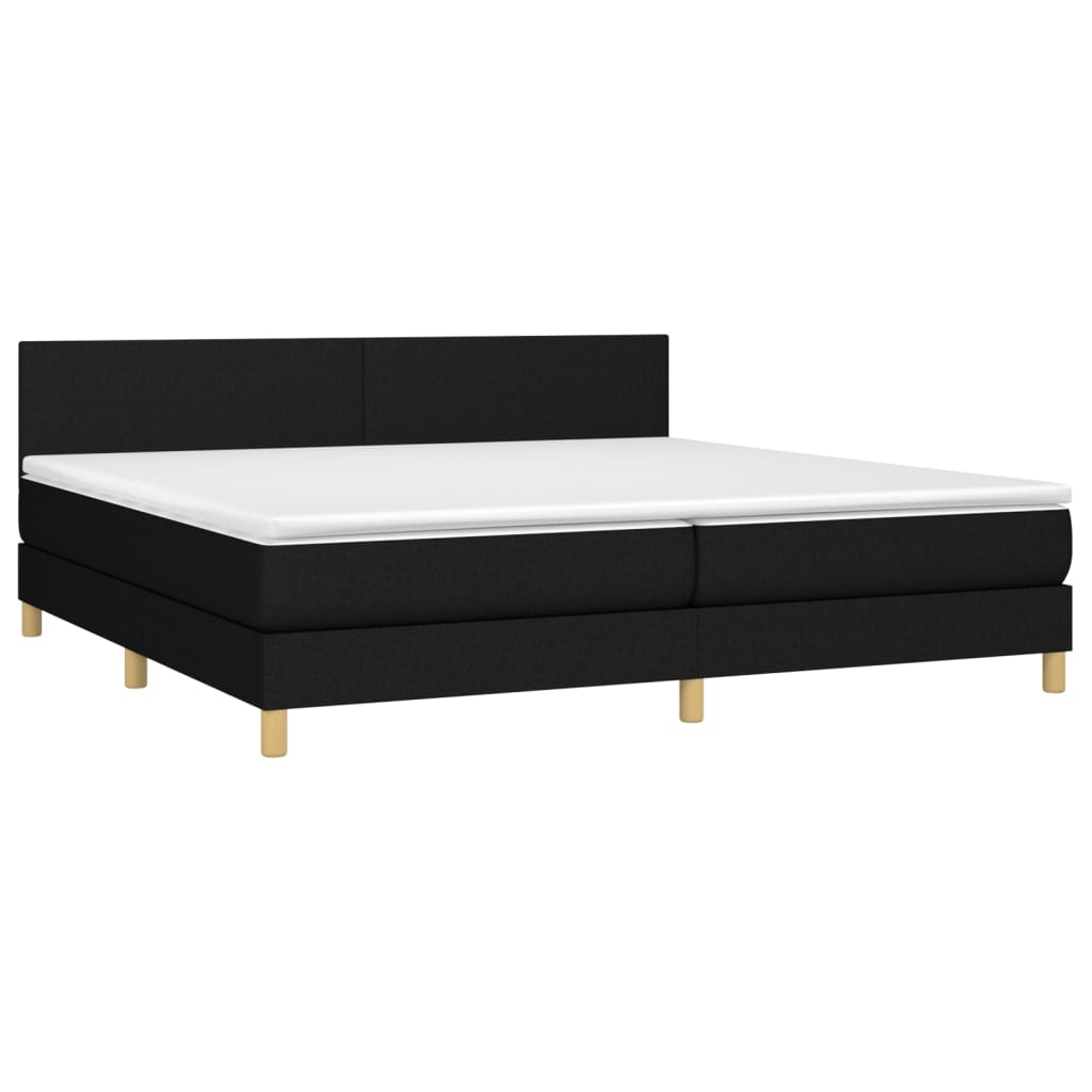 vidaXL Κρεβάτι Boxspring με Στρώμα & LED Μαύρο 200x200 εκ. Υφασμάτινο