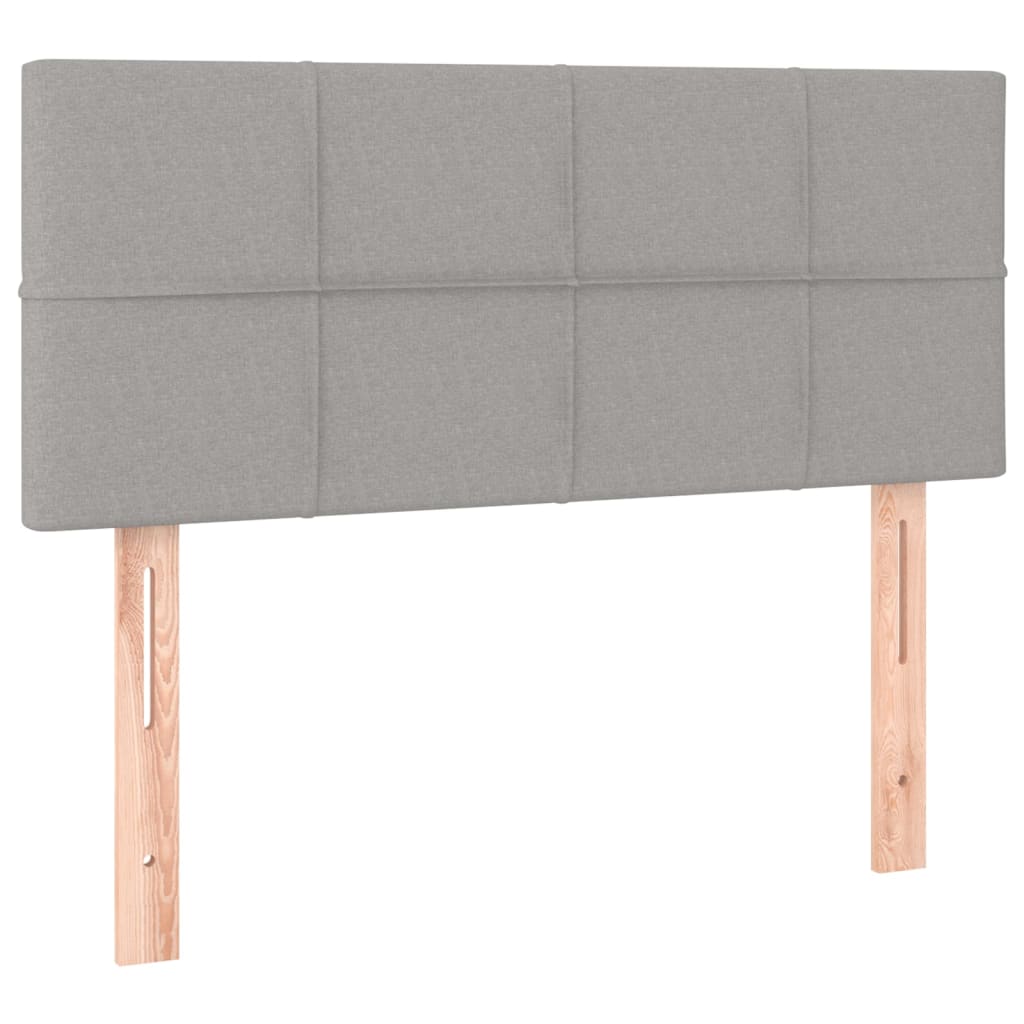 vidaXL Κρεβάτι Boxspring με Στρώμα & LED Αν.Γκρι 90x190 εκ. Υφασμάτινο