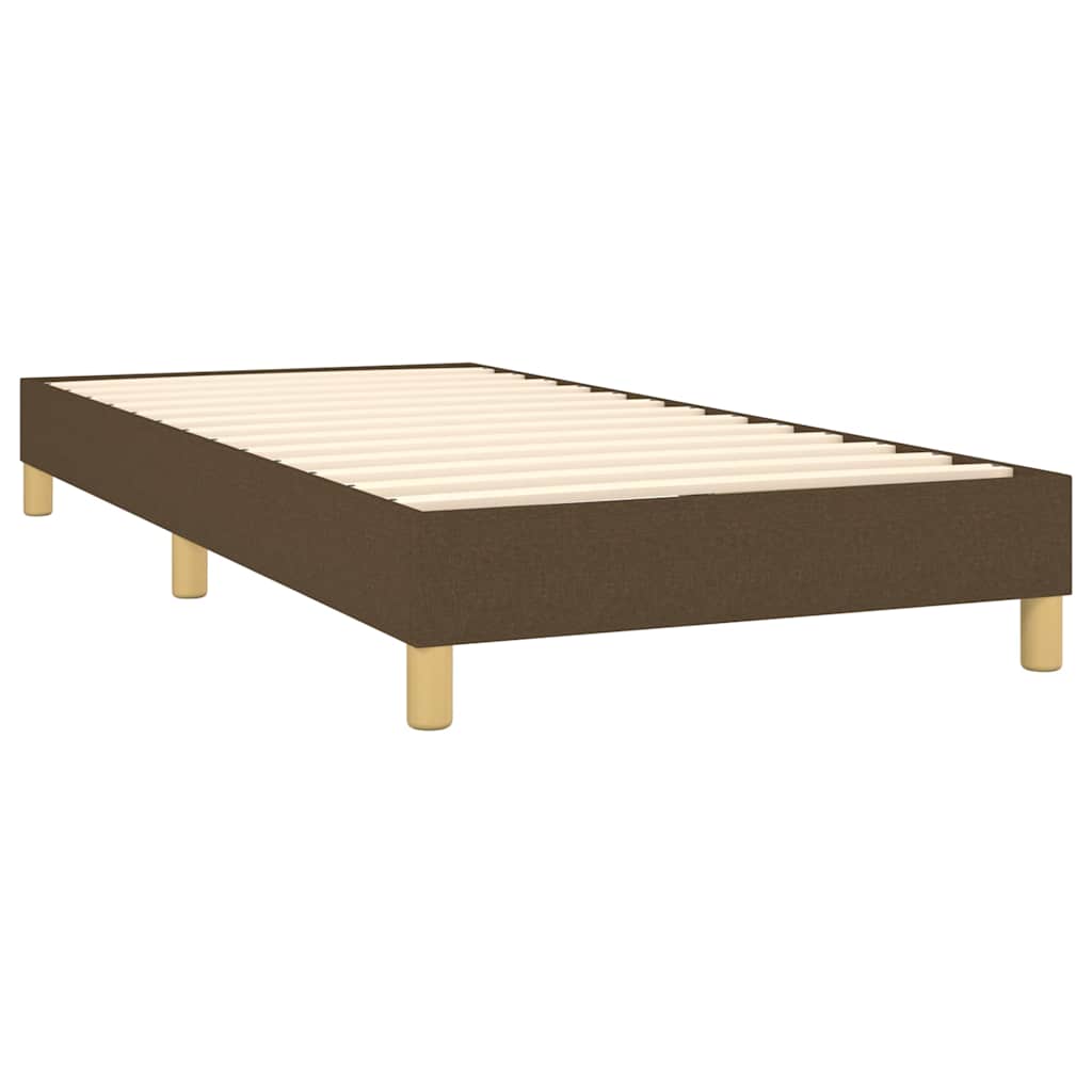 vidaXL Κρεβάτι Boxspring με Στρώμα & LED Σκ.Καφέ 100x200 εκ Υφασμάτινο
