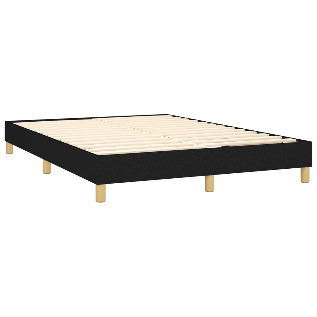 vidaXL Κρεβάτι Boxspring με Στρώμα & LED Μαύρο 140x190 εκ. Υφασμάτινο