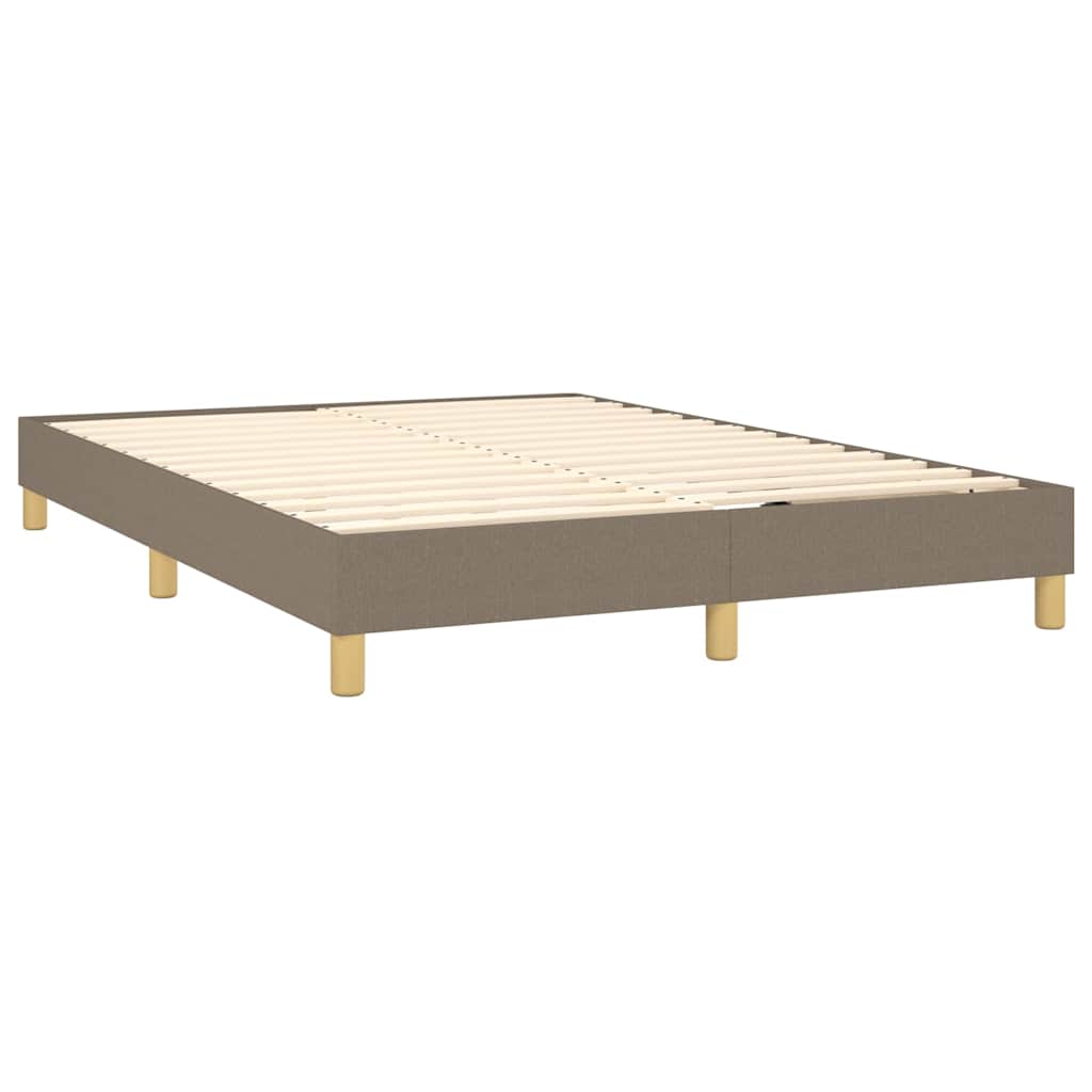 vidaXL Κρεβάτι Boxspring με Στρώμα & LED Taupe 140x190 εκ. Υφασμάτινο