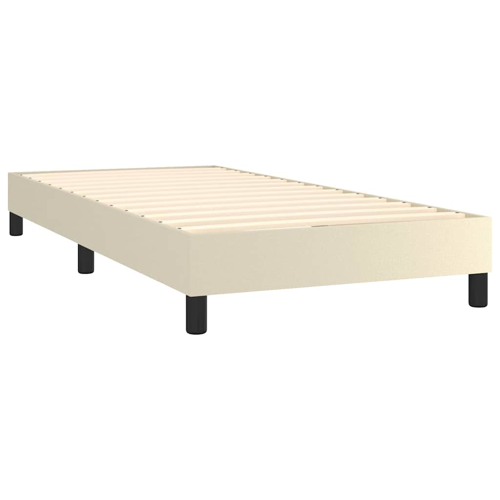 vidaXL Κρεβάτι Boxspring με Στρώμα & LED Κρεμ 90x200 εκ. Συνθ. Δέρμα