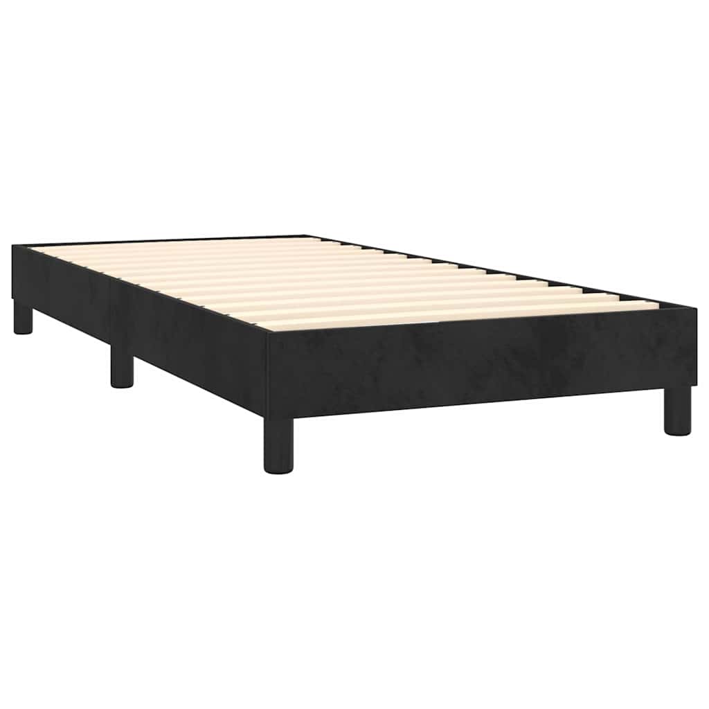 vidaXL Κρεβάτι Boxspring με Στρώμα & LED Μαύρο 90x200 εκ. Βελούδινο