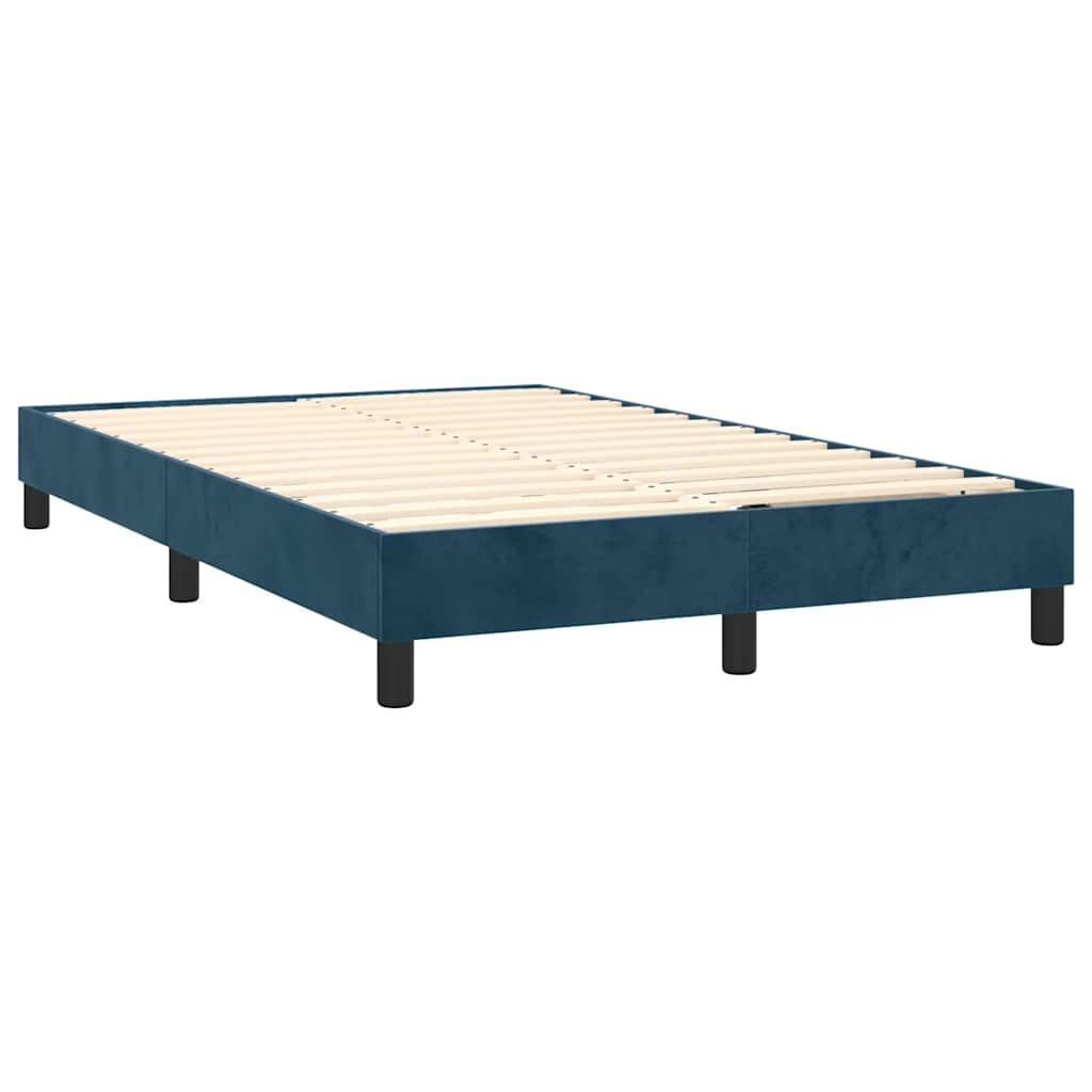 vidaXL Κρεβάτι Boxspring με Στρώμα & LED Σκ. Μπλε 120x200εκ. Βελούδινο