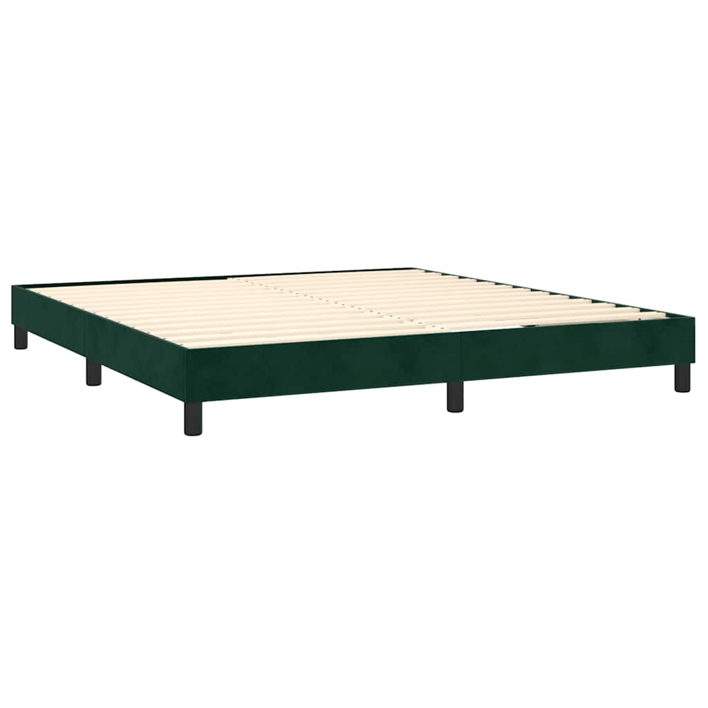 vidaXL Κρεβάτι Boxspring με Στρώμα & LED Σκ. Πράσινο 160x200εκ Βελούδο