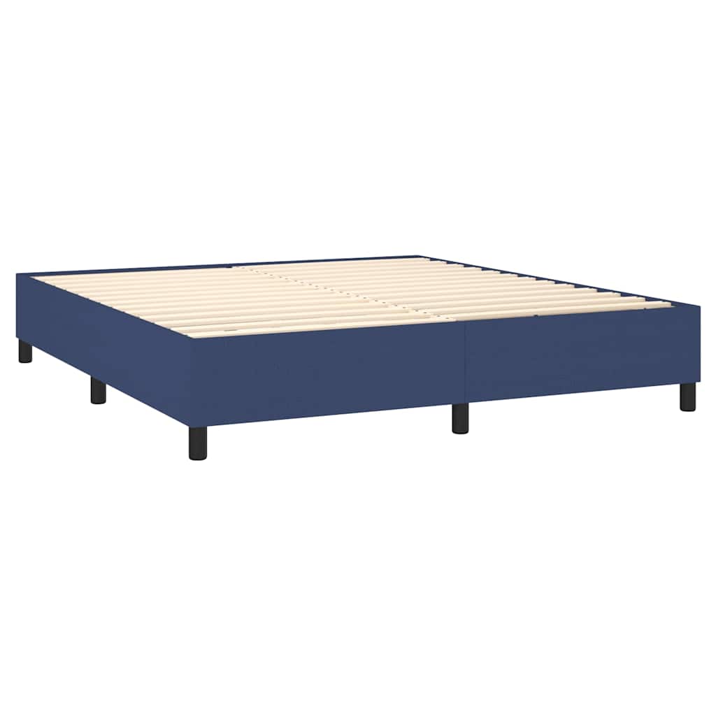 vidaXL Κρεβάτι Boxspring με Στρώμα & LED Μπλε 180x200 εκ. Υφασμάτινο
