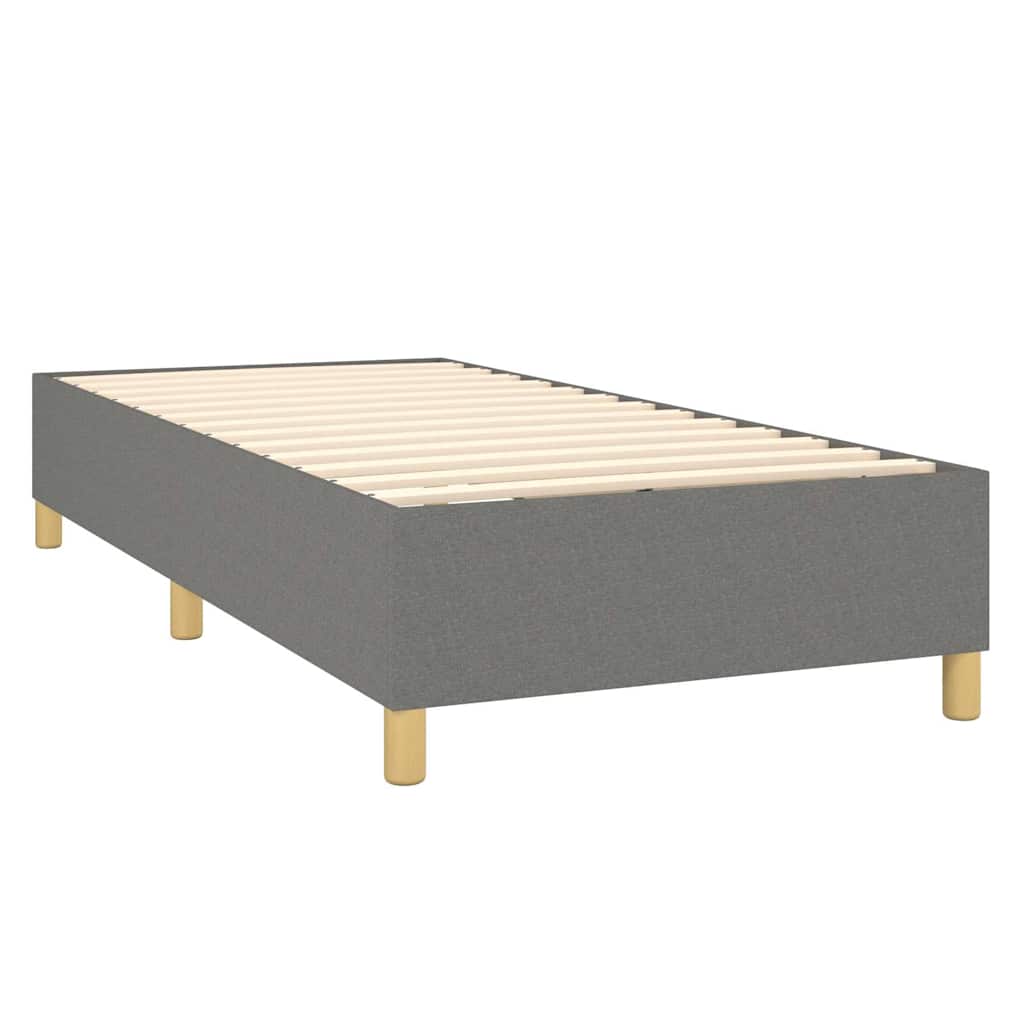 vidaXL Κρεβάτι Boxspring με Στρώμα & LED Σκ.Γκρι 100x200 εκ Υφασμάτινο