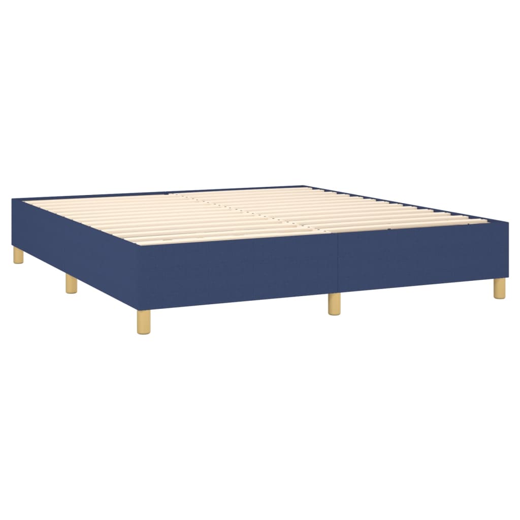 vidaXL Κρεβάτι Boxspring με Στρώμα & LED Μπλε 160x200 εκ. Υφασμάτινο