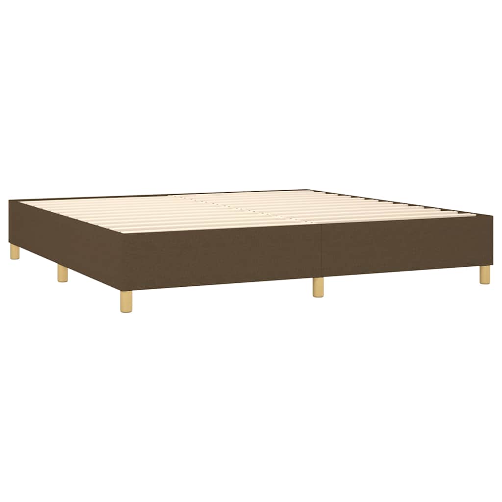 vidaXL Κρεβάτι Boxspring με Στρώμα & LED Σκ.Καφέ 200x200εκ. Υφασμάτινο