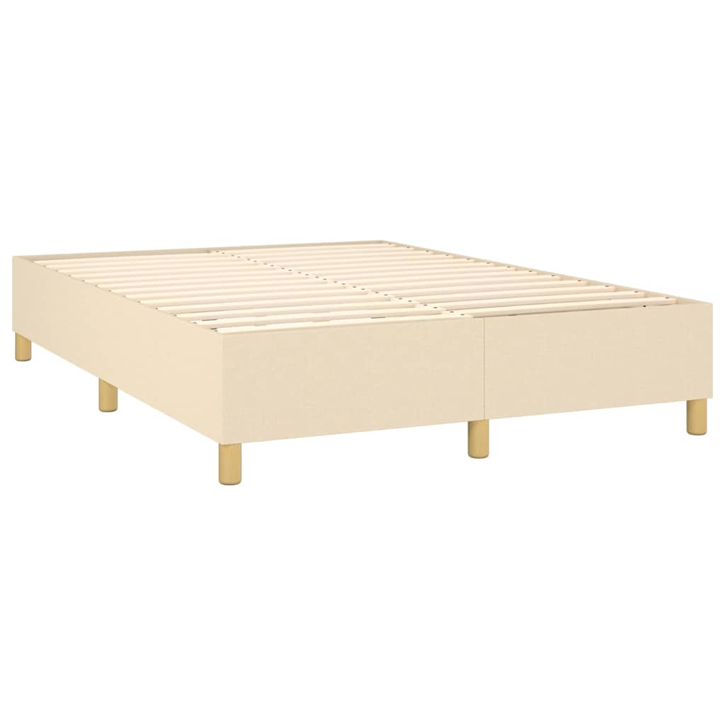 vidaXL Κρεβάτι Boxspring με Στρώμα & LED Κρεμ 140x190 εκ. Υφασμάτινο