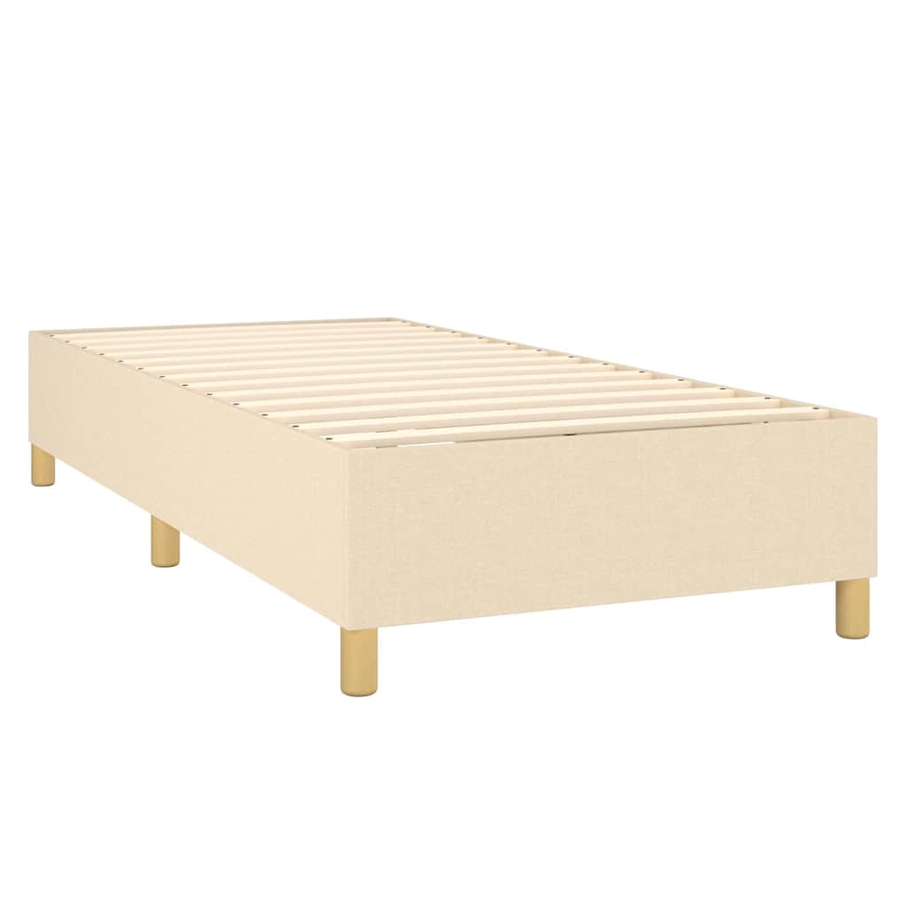 vidaXL Κρεβάτι Boxspring με Στρώμα & LED Κρεμ 90x200 εκ. Υφασμάτινο