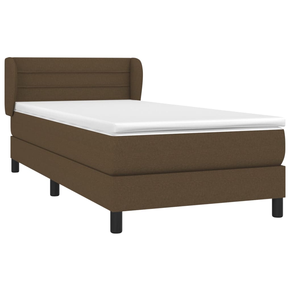 vidaXL Κρεβάτι Boxspring με Στρώμα Σκούρο Καφέ 90x190 εκ. Υφασμάτινο