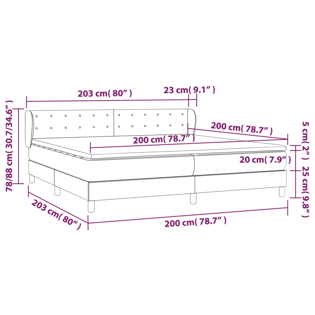 vidaXL Κρεβάτι Boxspring με Στρώμα Σκούρο Καφέ 200x200 εκ. Υφασμάτινο