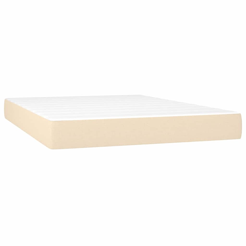 vidaXL Κρεβάτι Boxspring με Στρώμα Κρεμ 140x190 εκ. Υφασμάτινο