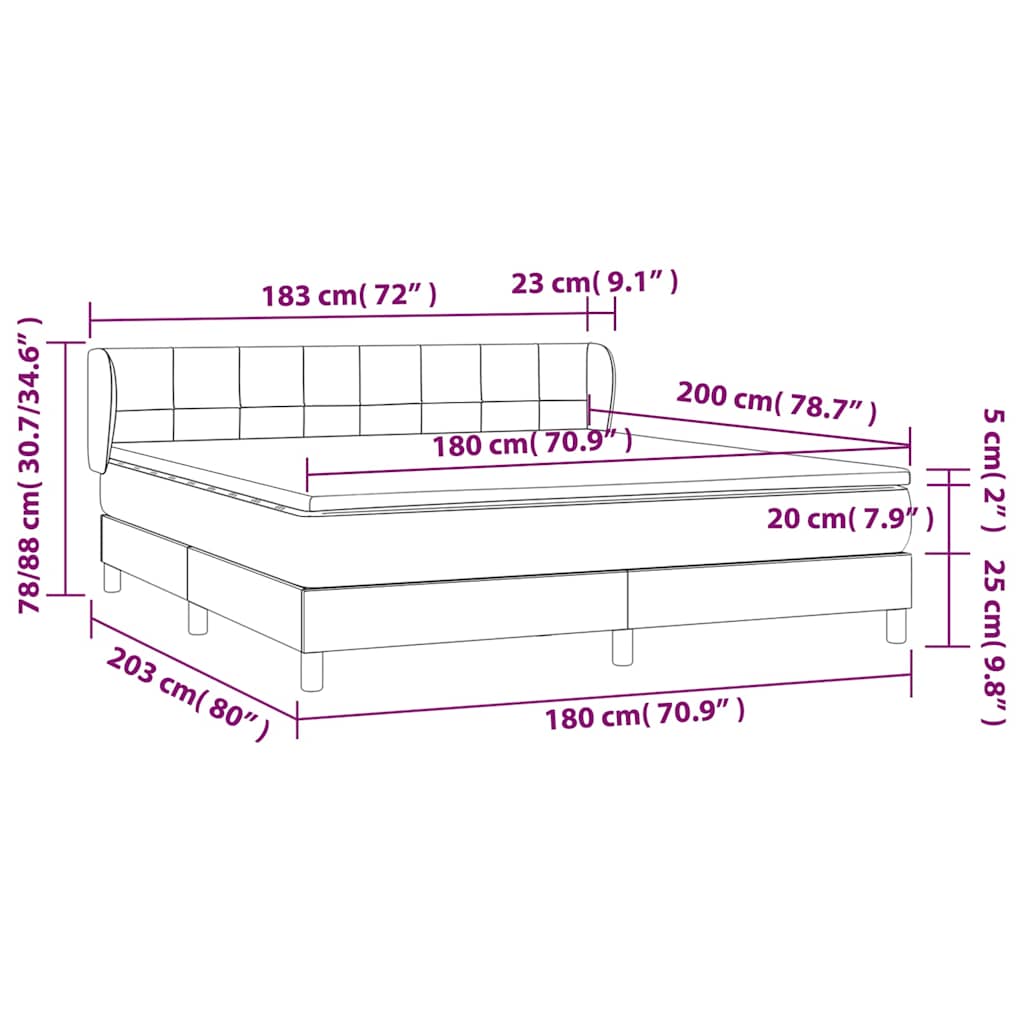 vidaXL Κρεβάτι Boxspring με Στρώμα Σκούρο Μπλε 180x200 εκ. Βελούδινο