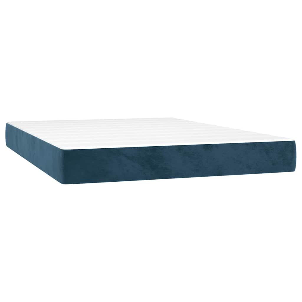vidaXL Κρεβάτι Boxspring με Στρώμα Σκούρο Μπλε 140x190 εκ. Βελούδινο