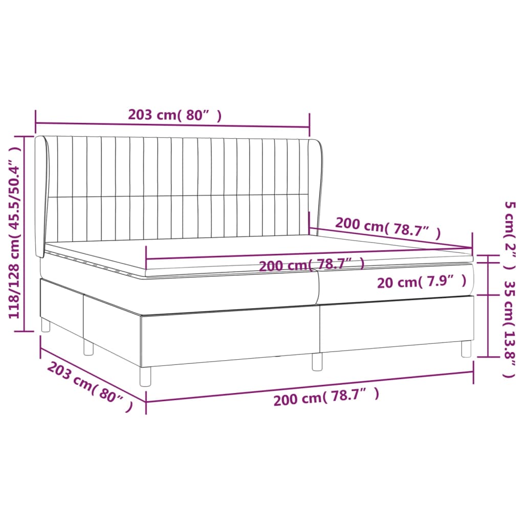 vidaXL Κρεβάτι Boxspring με Στρώμα Κρεμ 200x200 εκ. Υφασμάτινο