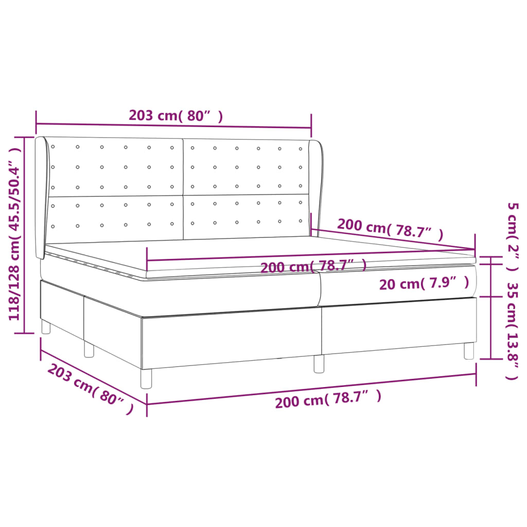 vidaXL Κρεβάτι Boxspring με Στρώμα Κρεμ 200x200 εκ. Υφασμάτινο