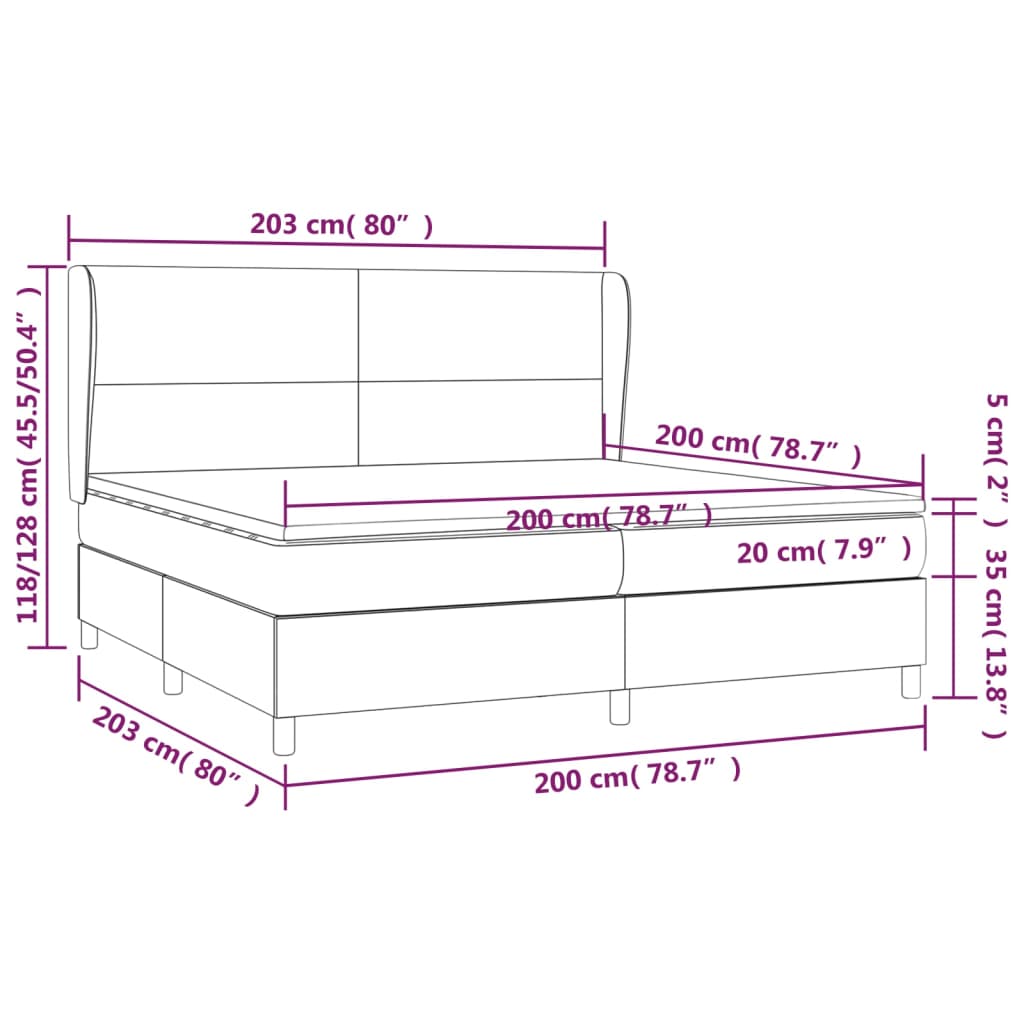 vidaXL Κρεβάτι Boxspring με Στρώμα Μπλε 200x200 εκ. Υφασμάτινο