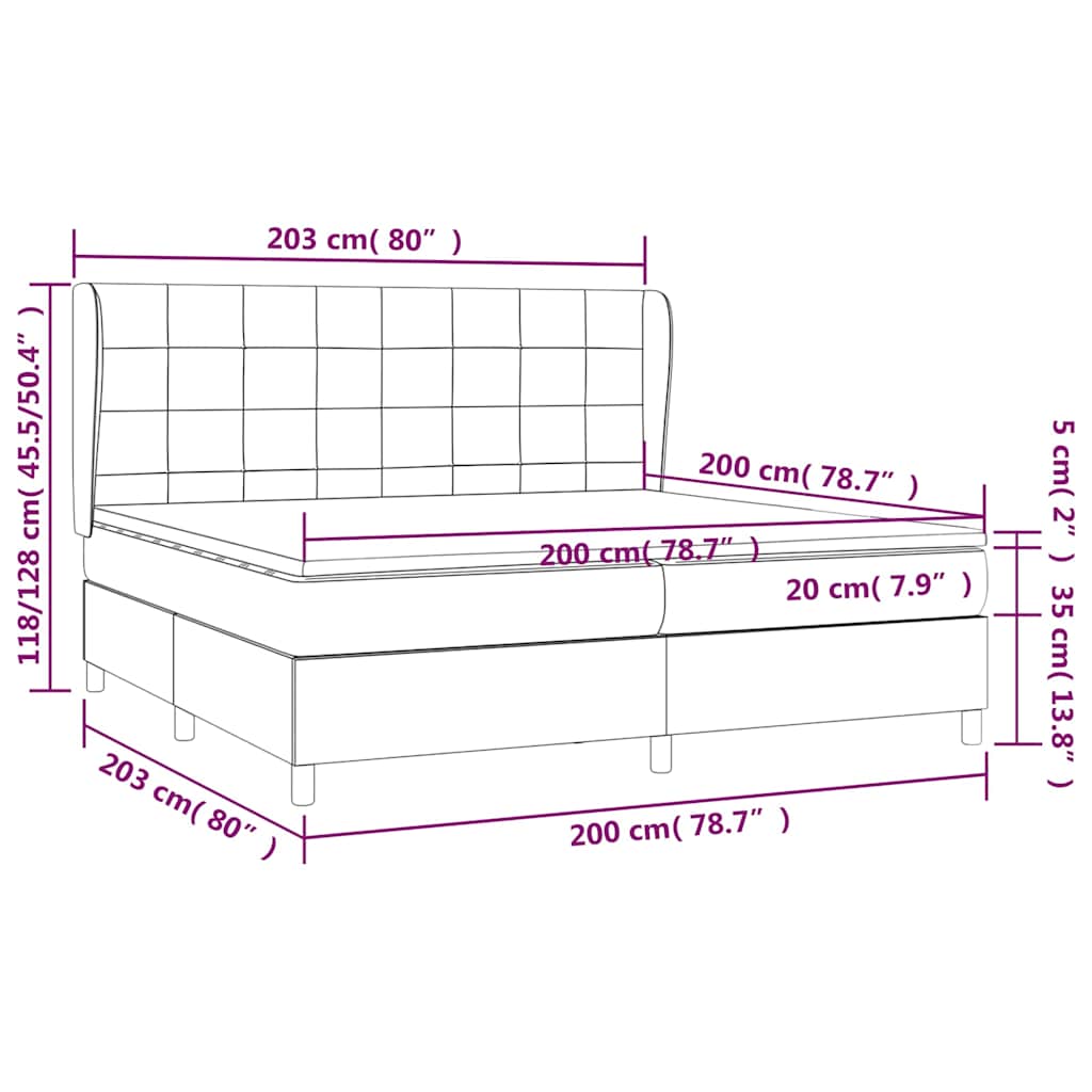 vidaXL Κρεβάτι Boxspring με Στρώμα Σκούρο Καφέ 200x200 εκ. Υφασμάτινο