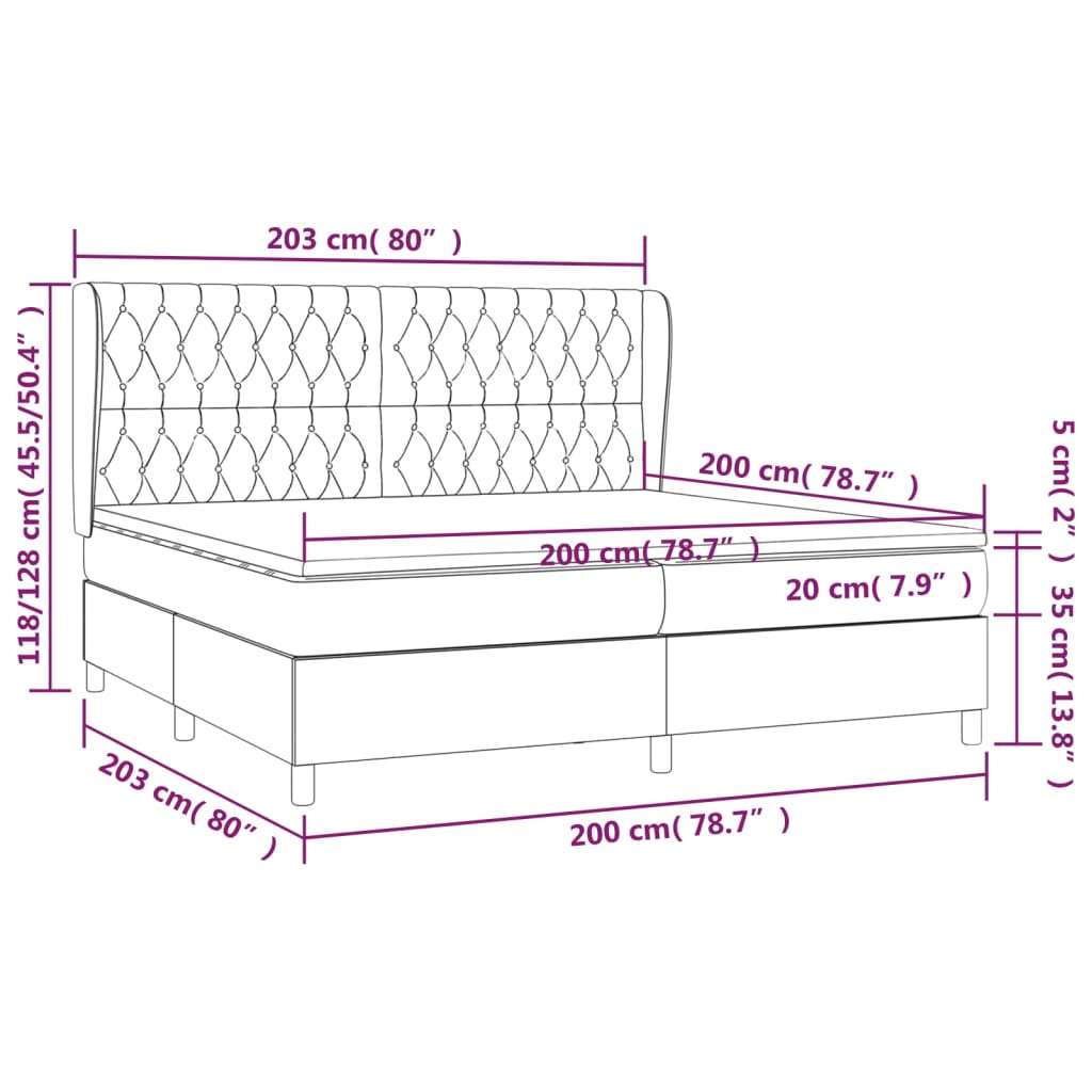 vidaXL Κρεβάτι Boxspring με Στρώμα Μπλε 200x200 εκ. Υφασμάτινο