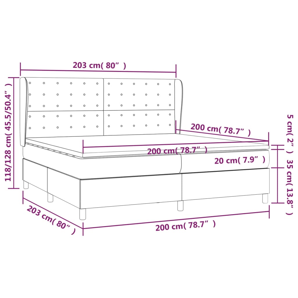 vidaXL Κρεβάτι Boxspring με Στρώμα Κρεμ 200x200 εκ. Υφασμάτινο