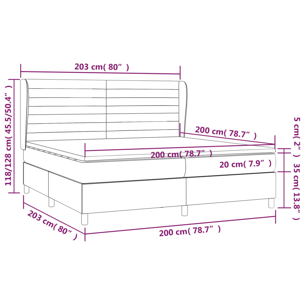 vidaXL Κρεβάτι Boxspring με Στρώμα Μαύρο 200x200 εκ. Βελούδινο