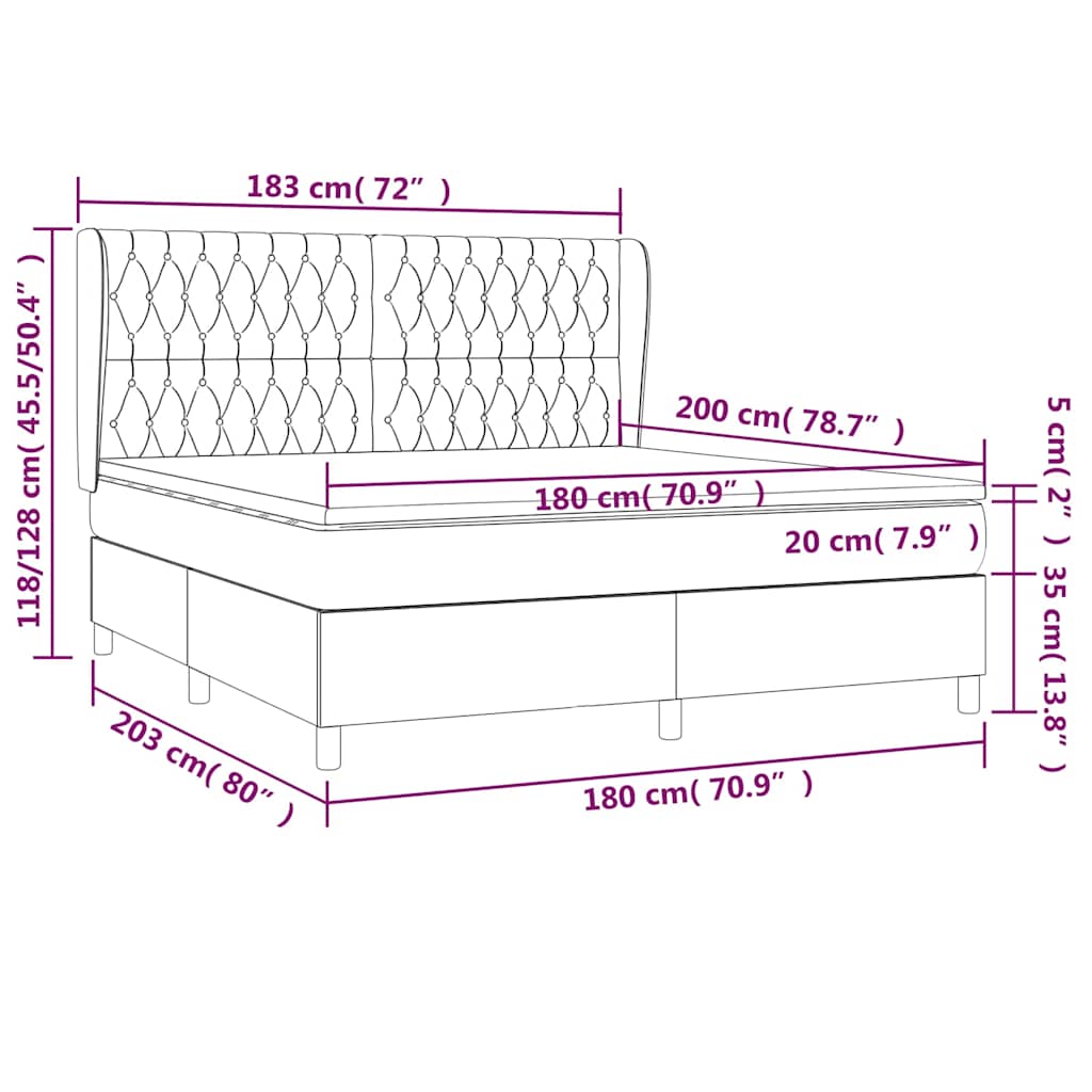 vidaXL Κρεβάτι Boxspring με Στρώμα Ροζ 180x200 εκ. Βελούδινο