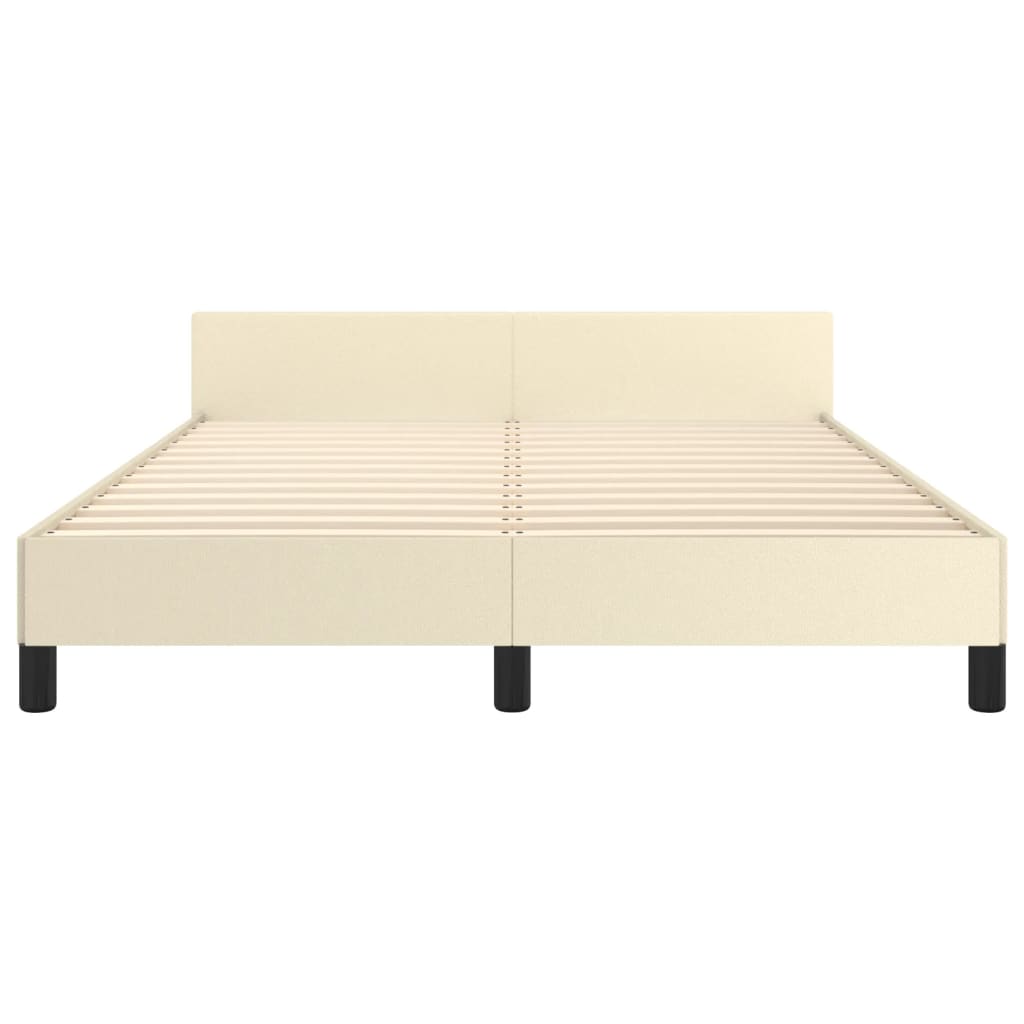 vidaXL Πλαίσιο Κρεβατιού με Κεφαλάρι Κρεμ 140x200 εκ. Συνθετικό Δέρμα