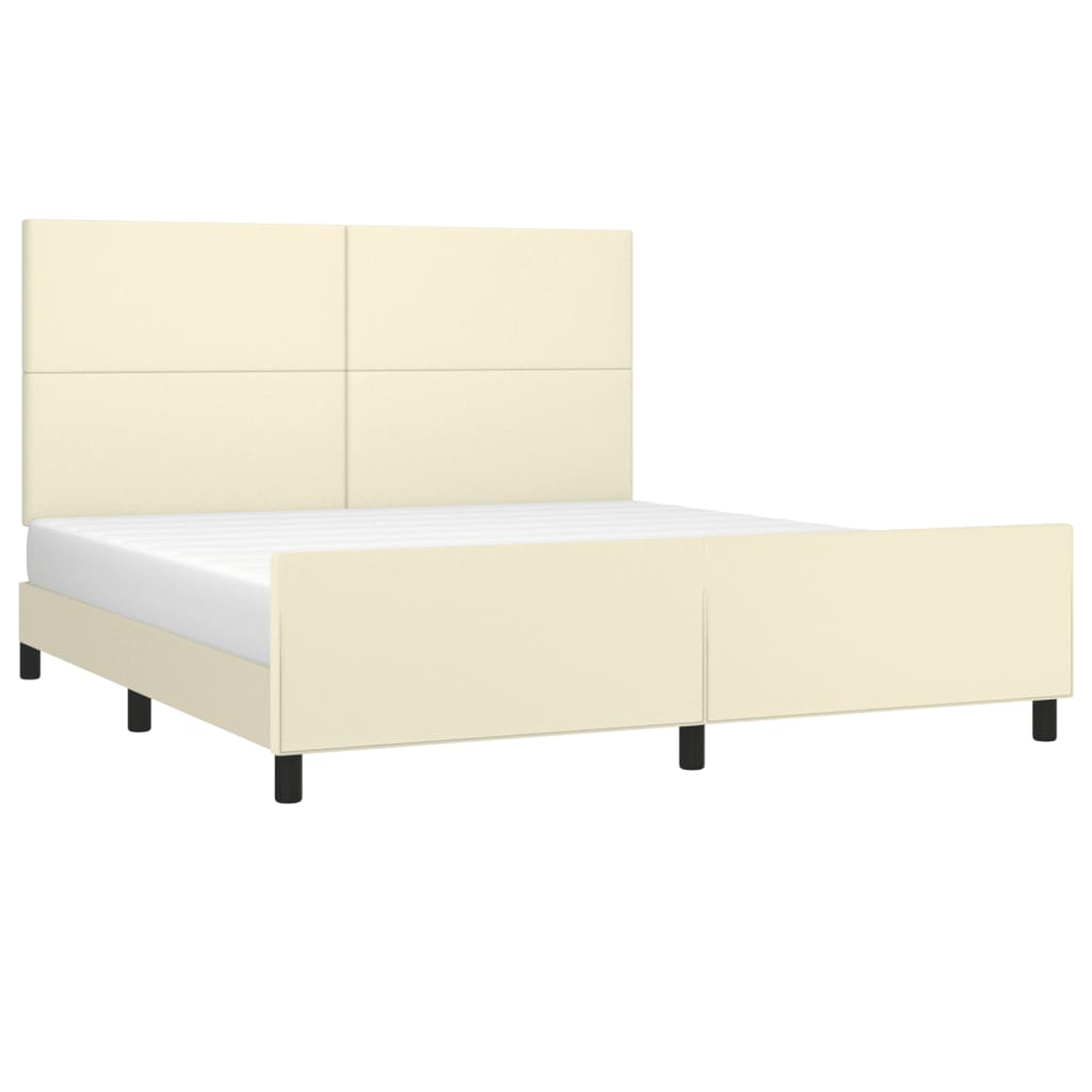 vidaXL Πλαίσιο Κρεβατιού με Κεφαλάρι Κρεμ 180x200 εκ. Συνθετικό Δέρμα