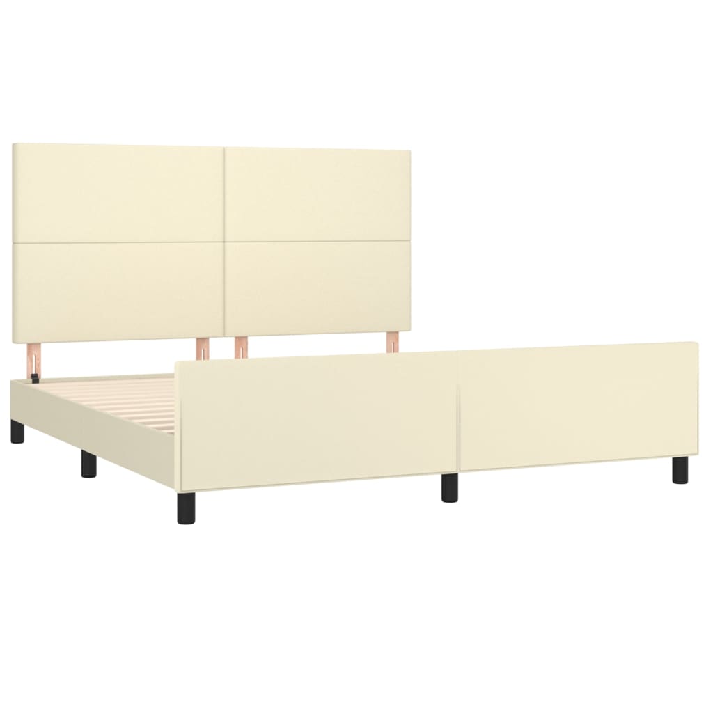 vidaXL Πλαίσιο Κρεβατιού με Κεφαλάρι Κρεμ 180x200 εκ. Συνθετικό Δέρμα